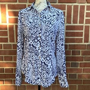 Lilly Pulitzer Sea View Peacock Button Down Shirt